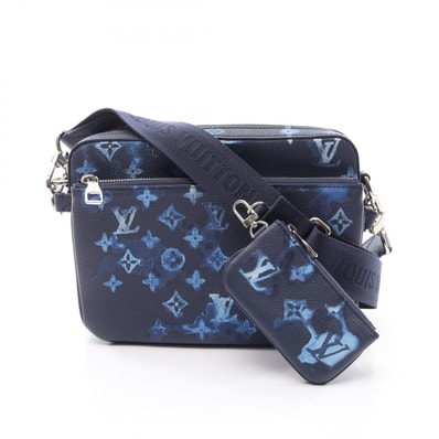 ルイ・ヴィトン LOUIS VUITTON トリオ メッセンジャー ショルダーバッグ バッグ レザー モノグラム・ウォーターカラー メンズ ネイビー系 / ブルー系 M57840 【中古】