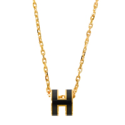 HERMES エルメス ネックレス ミニ ポップアッシュ ペンダント 黒 (ブラック) ゴールドプレーテッド/ラッカー 新品