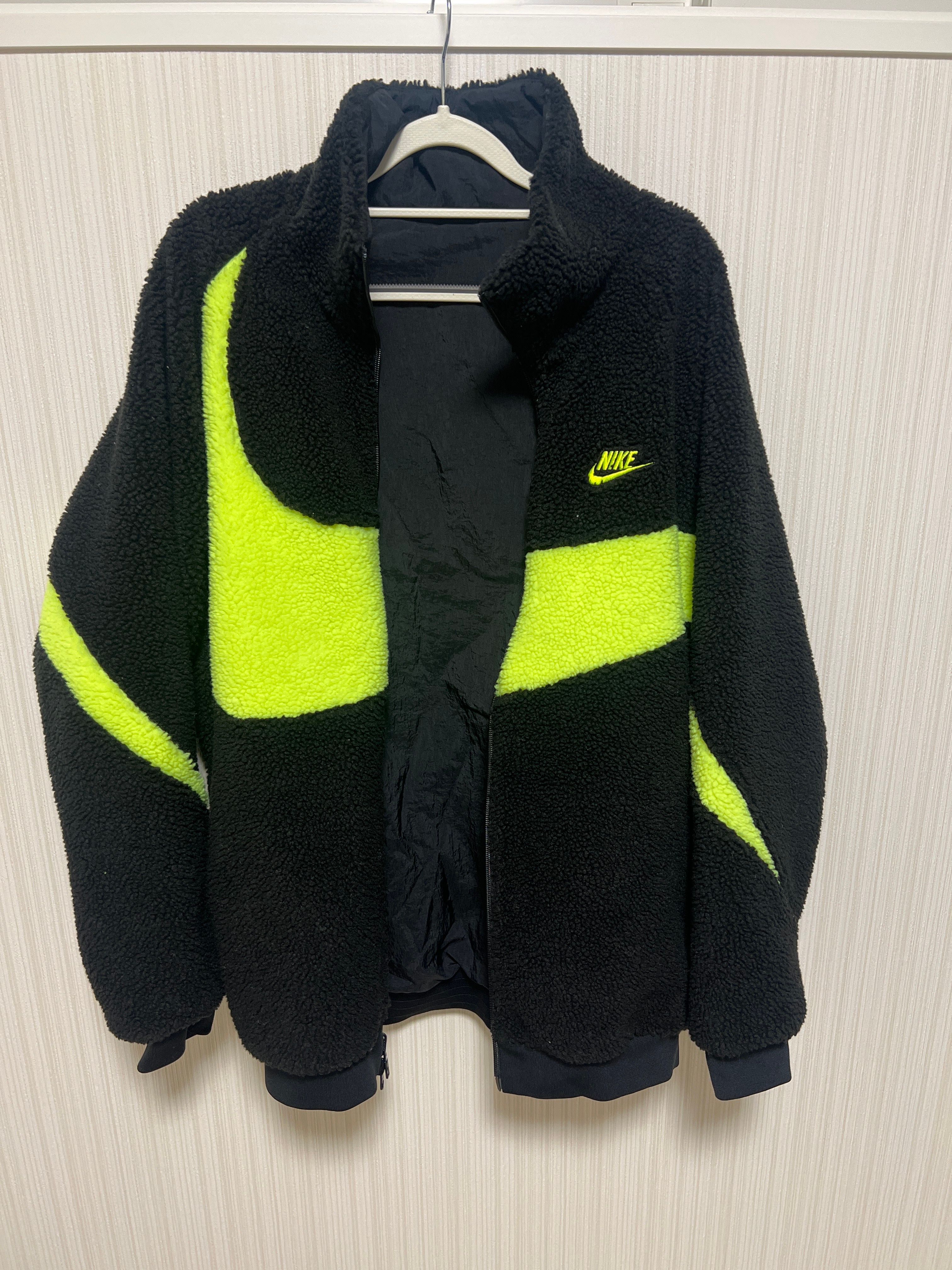 Nike Big Swoosh Reversible Boa Jacket"Black Neon"