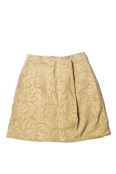 CARVEN カルヴェン カルベン フロントタックジャガードスカート 38 ベージュ フリンジ コットン ボトムス lc21847