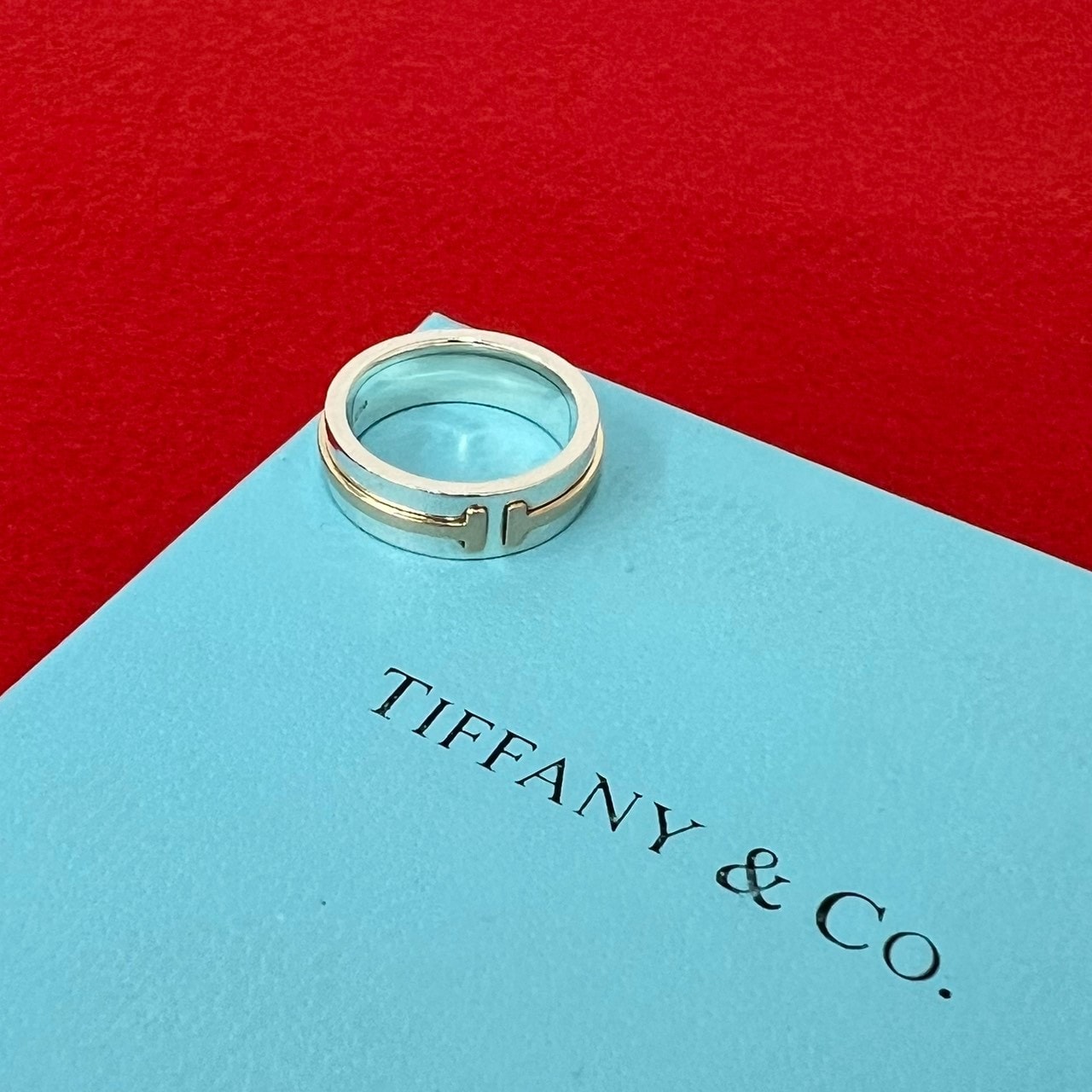 TIFFANY&Co. ティファニー T TWO ナローリング シルバー925 K18イエローゴールド リング・指輪 7.5号 シルバー
 11376