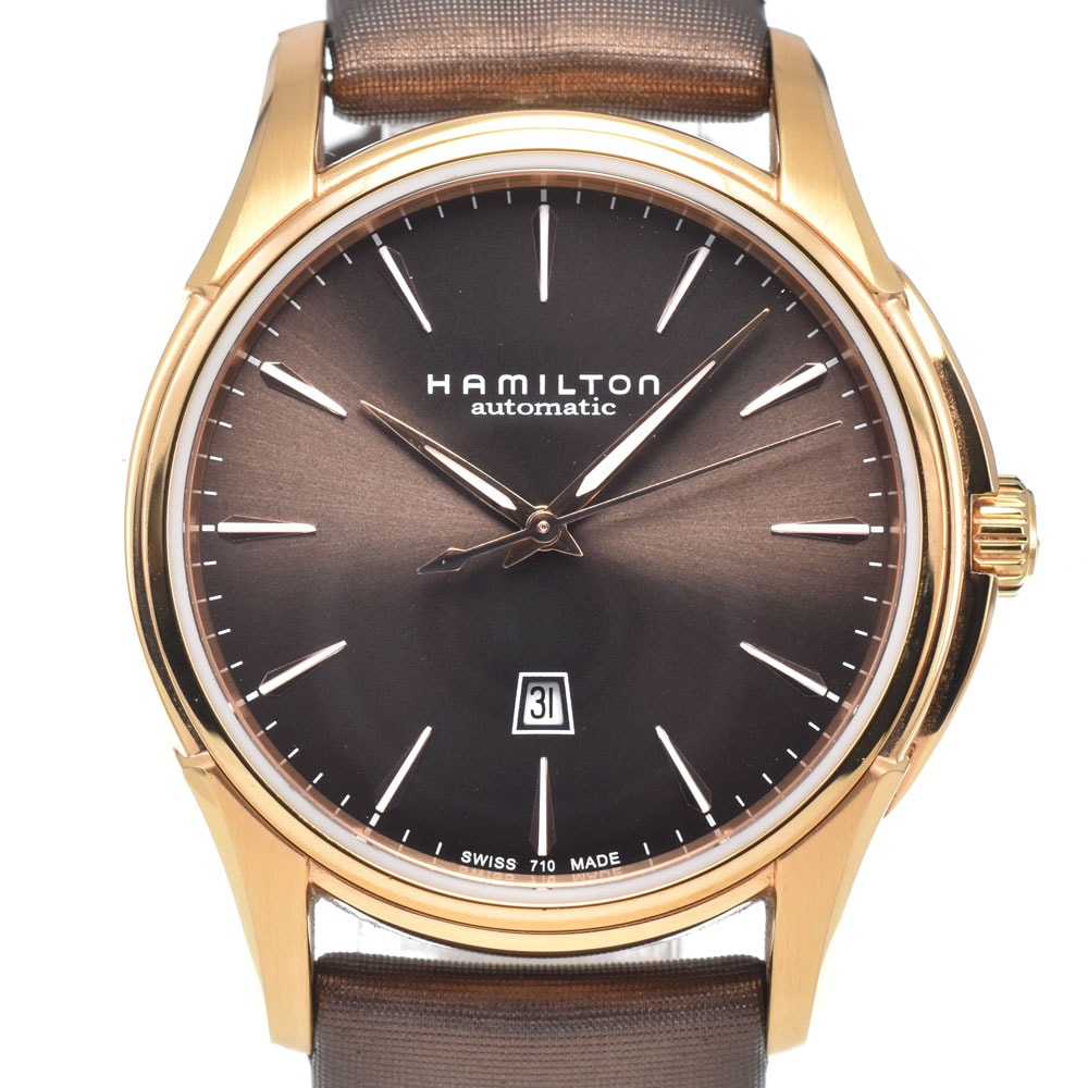 ハミルトン HAMILTON H323350 ジャズマスター デイト ブラウン 自動巻き メンズ 美品 内箱・保証書付き 腕時計 J#150390