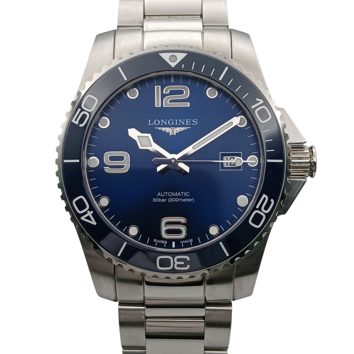 LONGINES ロンジン ハイドロコンクエスト 41mm 腕時計 L3.781.4 ステンレススチール ネイビー シルバー  メンズ【中古】