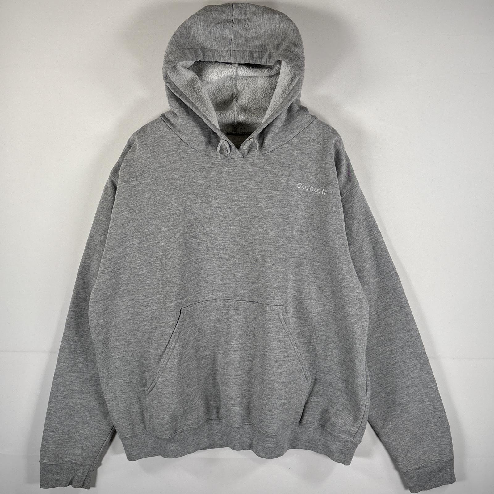 古着 カーハート Carhartt パーカー フーディー マフポケット ワンポイントロゴ刺繍 肉厚  グレー メンズ