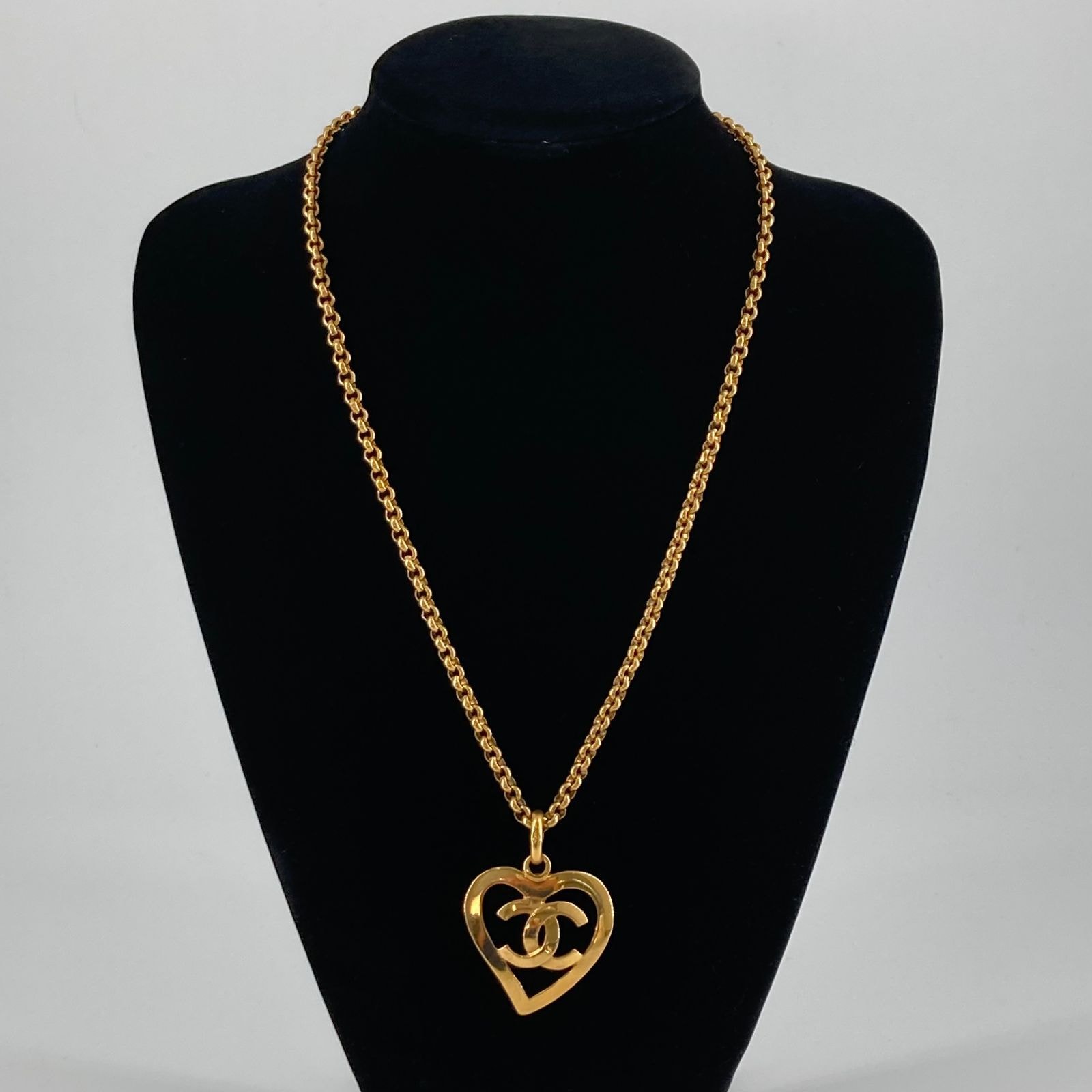 CHANEL(シャネル)ココマーク ハートモチーフ ネックレス ヴィンテージ 95・P ゴールド