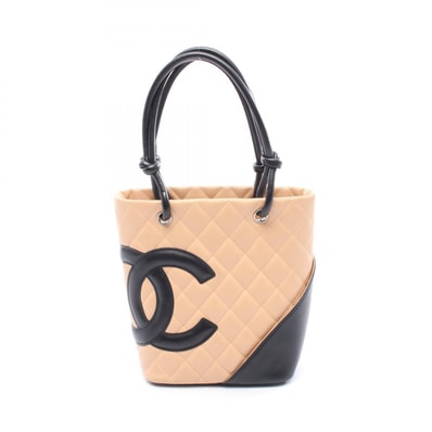 シャネル CHANEL カンボンライン スモール トートバッグ バッグ レザー レディース ピンク系 / ブラック系 【中古】