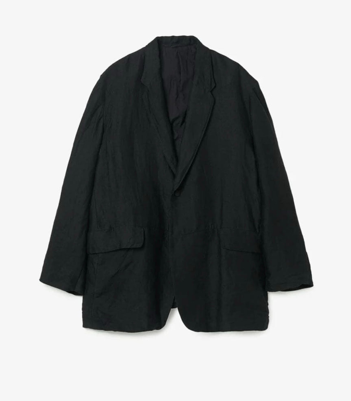 COMOLI Linen Satin Frock Coat "Black"