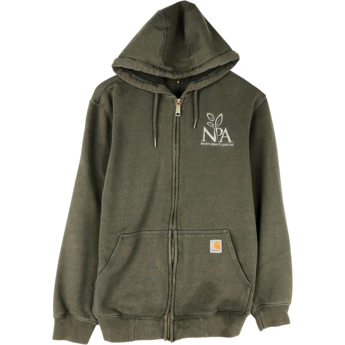 古着 カーハート Carhartt Northern Plains Ag アドバタイジング スウェットフルジップパーカー メンズS相当/eaa624240