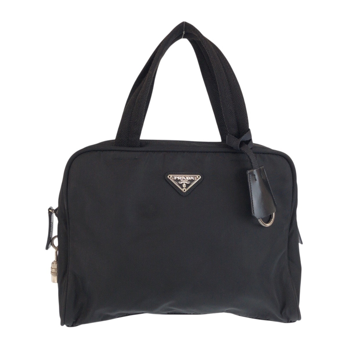 PRADA プラダ テスート 三角ロゴプレート ブラック 黒 シルバー金具 ナイロン レザー/ トートバッグ ハンドバッグ 601485 【中古】