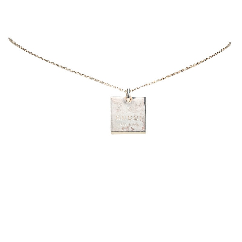 グッチ スクエア プレート チェーン ペンダントネックレス 223869 SV925 シルバー レディース GUCCI 【中古】