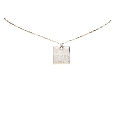 グッチ スクエア プレート チェーン ペンダントネックレス 223869 SV925 シルバー レディース GUCCI 【中古】