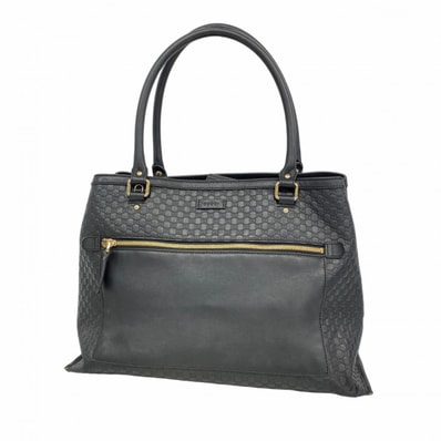 【6dd5471-k】グッチ トートバッグ マイクログッチシマ 510290 レザー ブラック シャンパンゴールド金具【中古】レディース