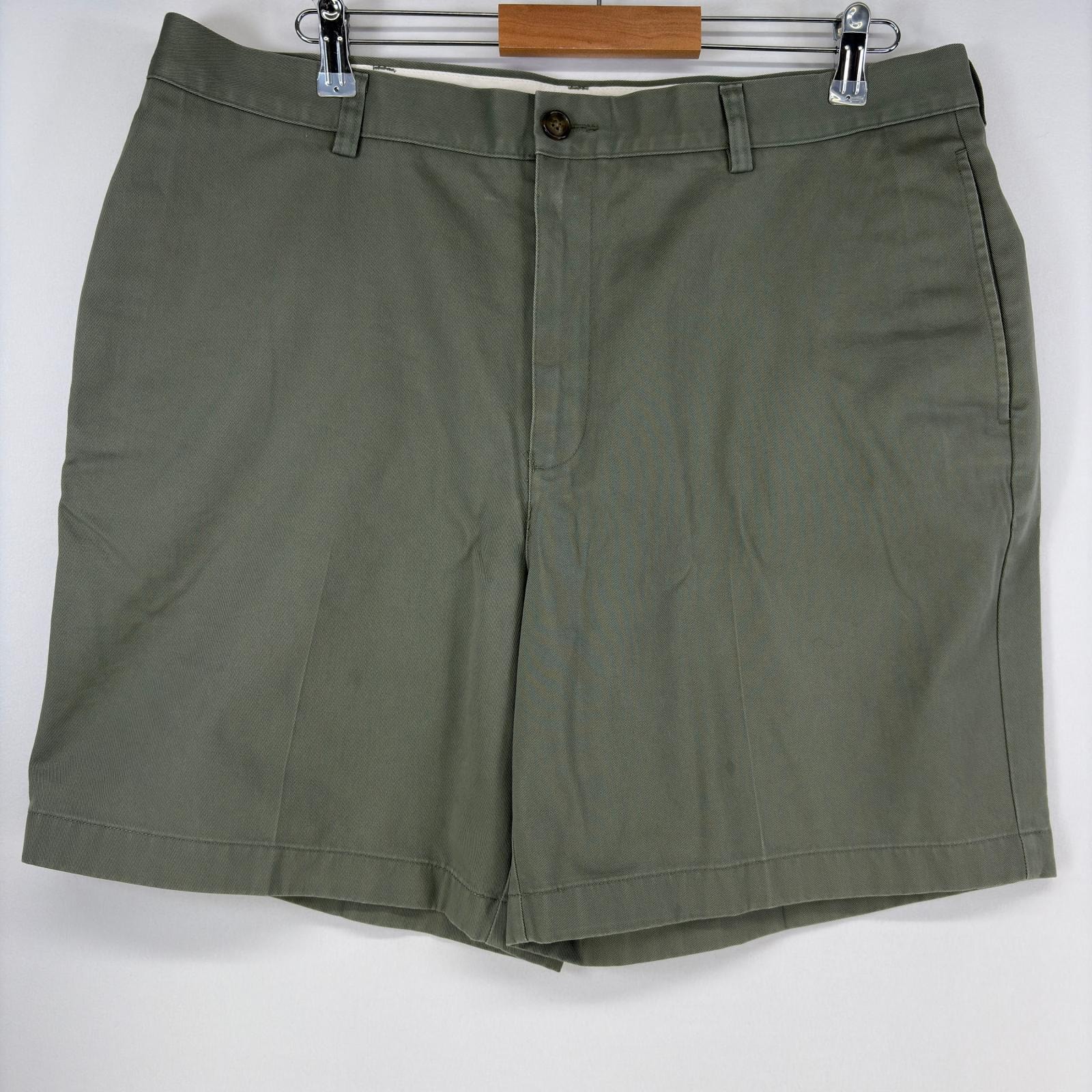 古着 エルエルビーン L.L.Bean ショートパンツ チノパン ジップ グリーン ハーフパンツ 大きいサイズ w38 カーキ系 メンズ
