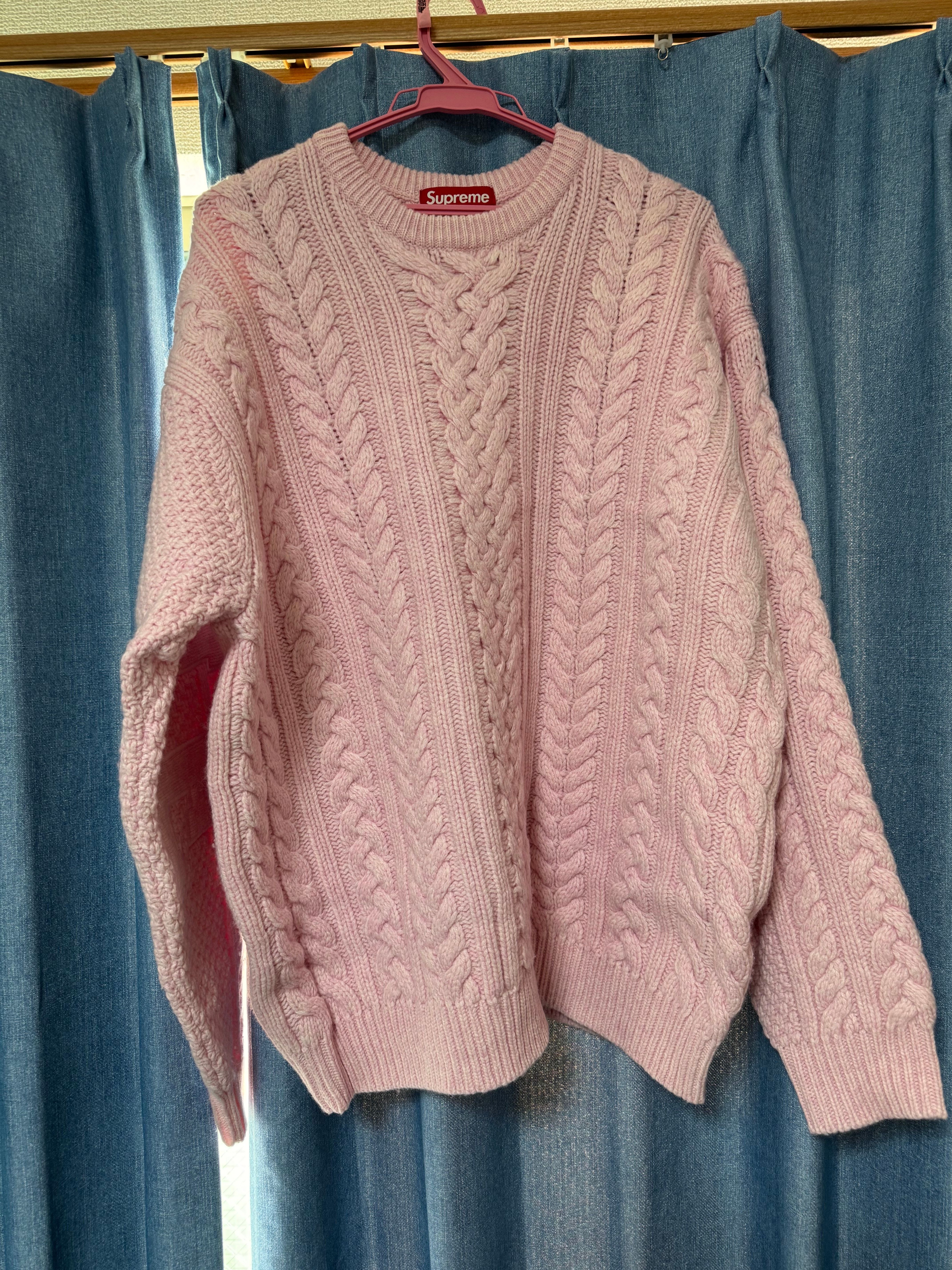 Supreme Applique Cable Knit Sweater "Pink"