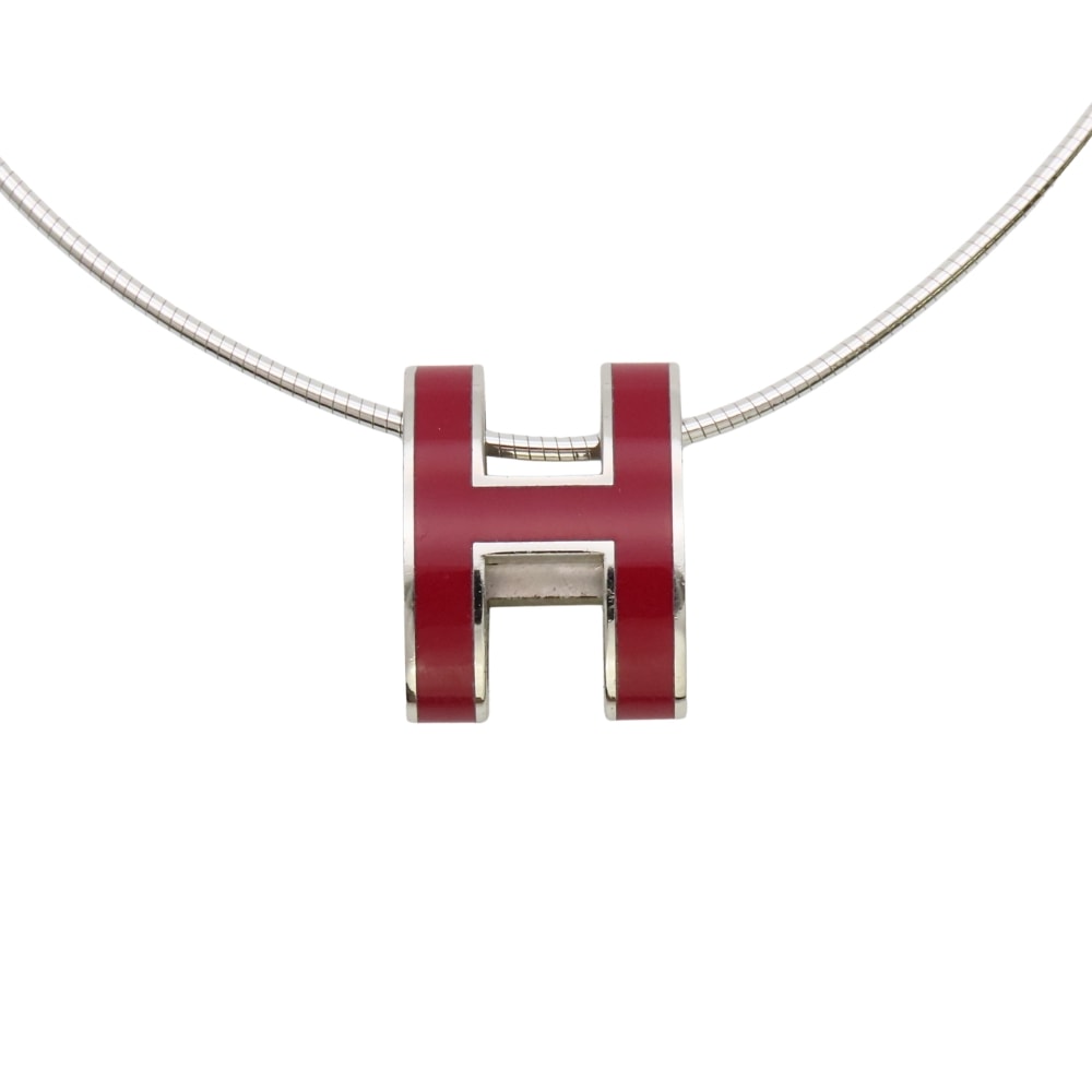 【中古】 エルメス ネックレス ポップアッシュ メタル シルバー925(チェーンのみ記載あり) シルバー ボルドー アクセサリー ペンダント レディース 女性 HERMES