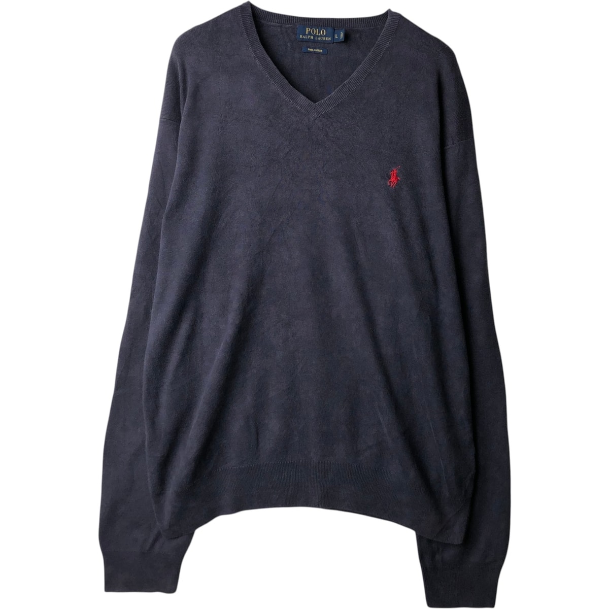 古着 ラルフローレン Ralph Lauren POLO RALPH LAUREN Vネック ピマコットンニットセーター メンズL相当/eaa637239