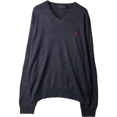 古着 ラルフローレン Ralph Lauren POLO RALPH LAUREN Vネック ピマコットンニットセーター メンズL相当/eaa637239