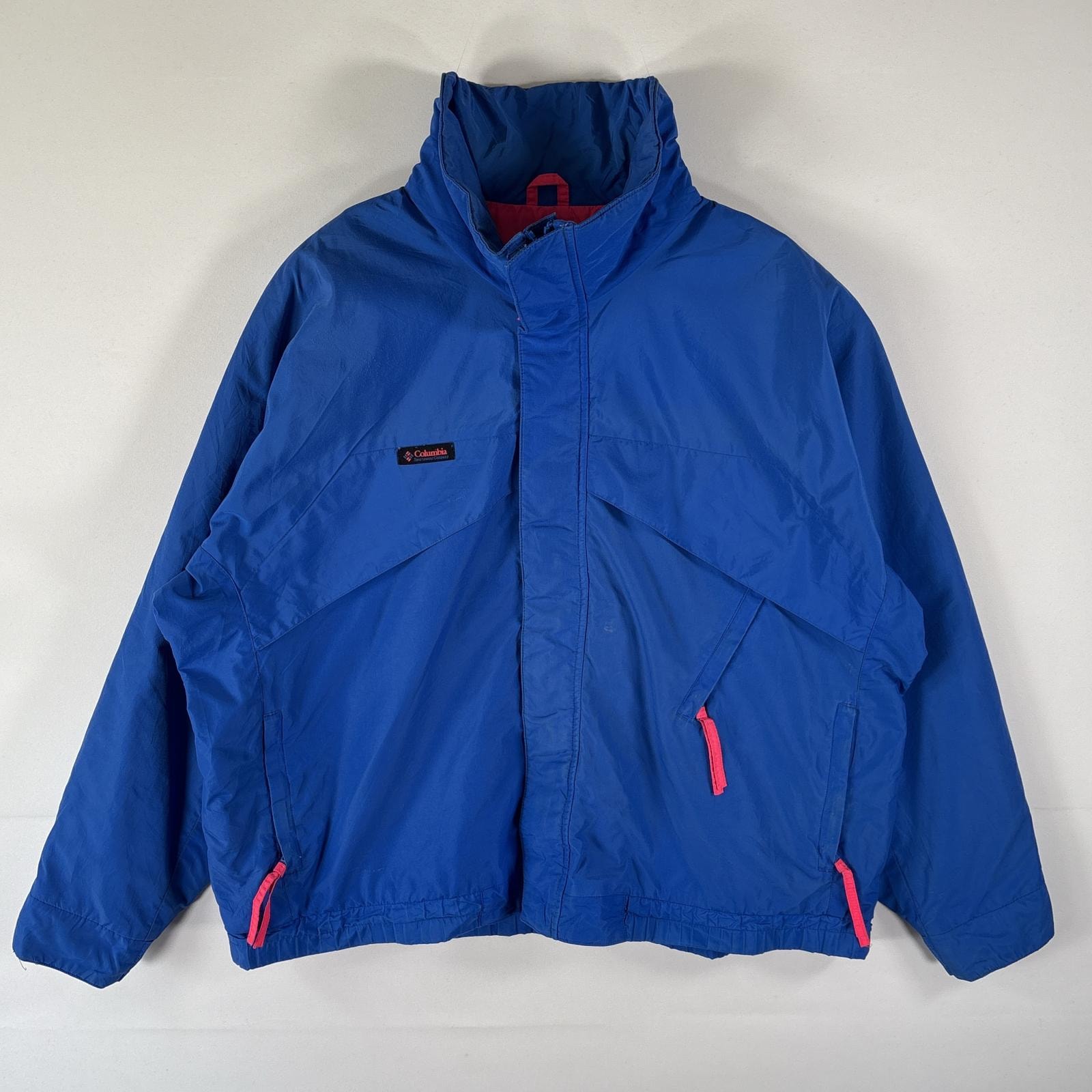 古着 90's/90年代 コロンビア Columbia マウンテンジャケット ワンポイントロゴ ナイロンジャケット フルジップ 大きいサイズ XL ブルー メンズ