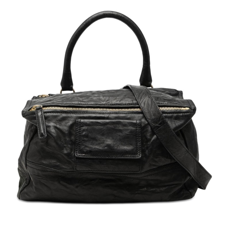ジバンシー パンドラ シワ加工 ハンドバッグ ショルダーバッグ 2WAY ブラック レザー レディース Givenchy 【中古】