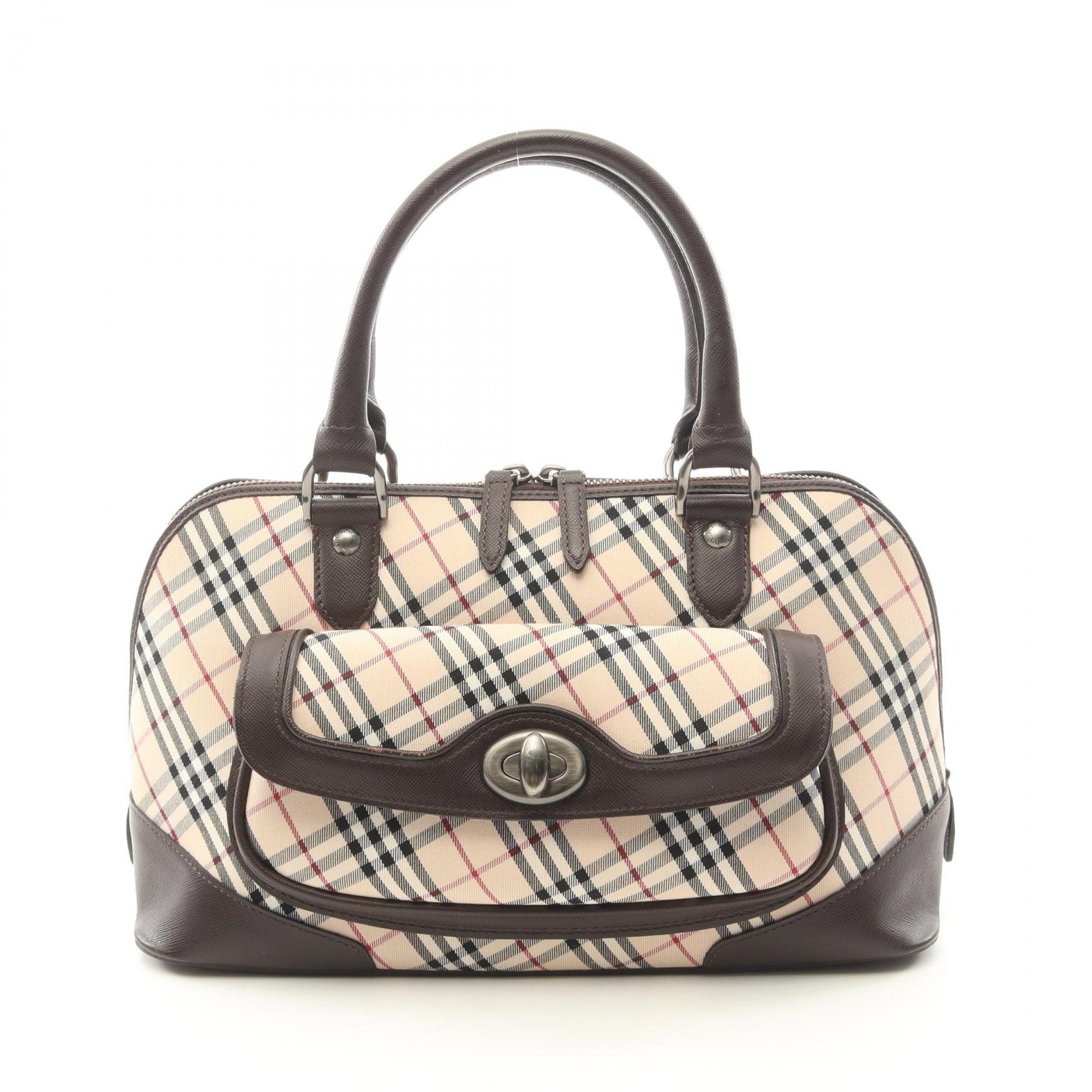 バーバリー BURBERRY ノバチェック ハンドバッグ バッグ キャンバス レザー レディース ベージュ系 / ブラウン系 / マルチカラー 【中古】