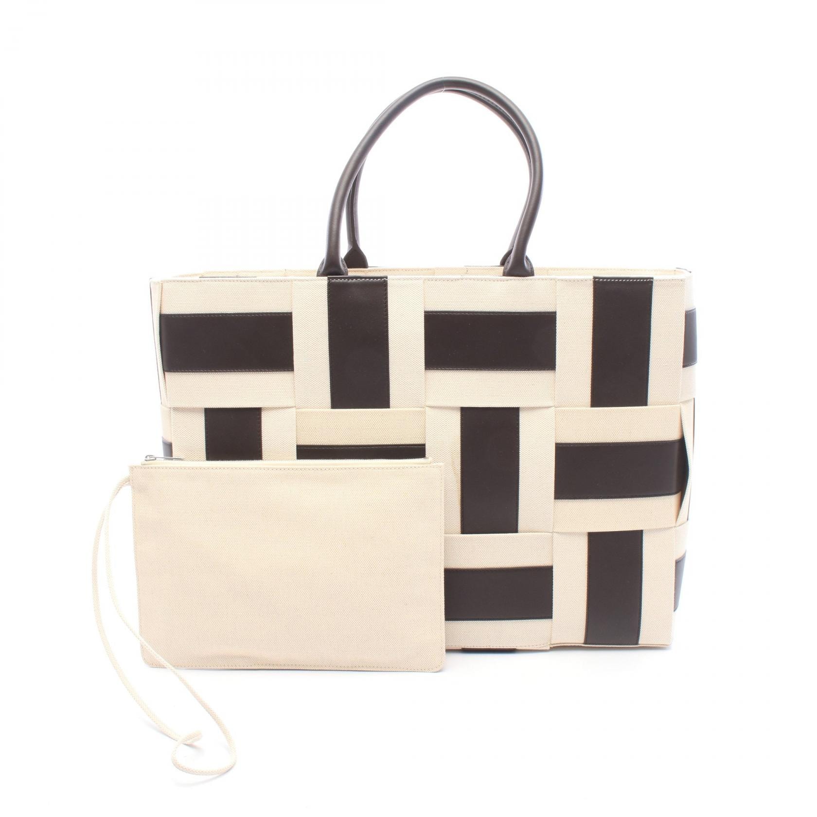 ボッテガヴェネタ BOTTEGA VENETA THE ARCO TOTE アルコ ラージ イントレチャート トートバッグ バッグ キャンバス レザー レディース ベージュ系 / ブラウン系 【中古】