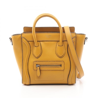 セリーヌ CELINE ラゲージ ナノショッパー 2WAY ハンドバッグ バッグ レザー レディース イエロー系 168243 【中古】