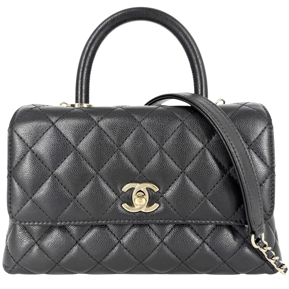 CHANEL シャネル 2WAY マトラッセ ココハンドル ハンドバッグ ショルダーバッグ 肩掛け 斜め掛け チェーンショルダー ターンロック A92990 キャビアスキン ブラック 黒 ゴールド金具 レディース【中古品】