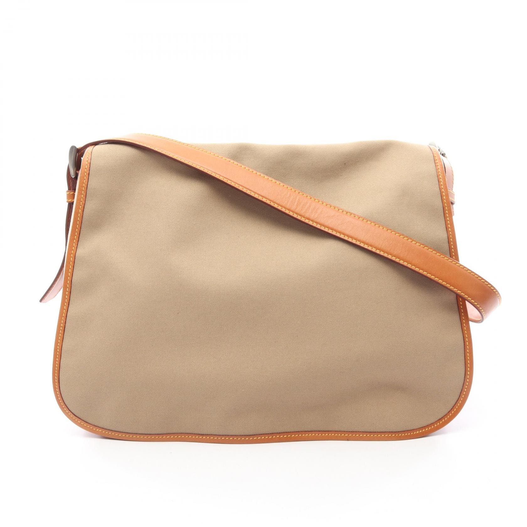 プラダ PRADA CANAPA SOFT ショルダーバッグ バッグ キャンバス レザー レディース ベージュ系 / ブラウン系 【中古】