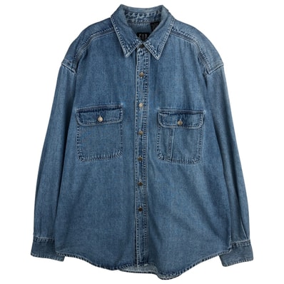 古着 90年代 ギャップ GAP DENIM オールドギャップ 長袖 デニムシャツ メンズL相当 ヴィンテージ/eaa611098