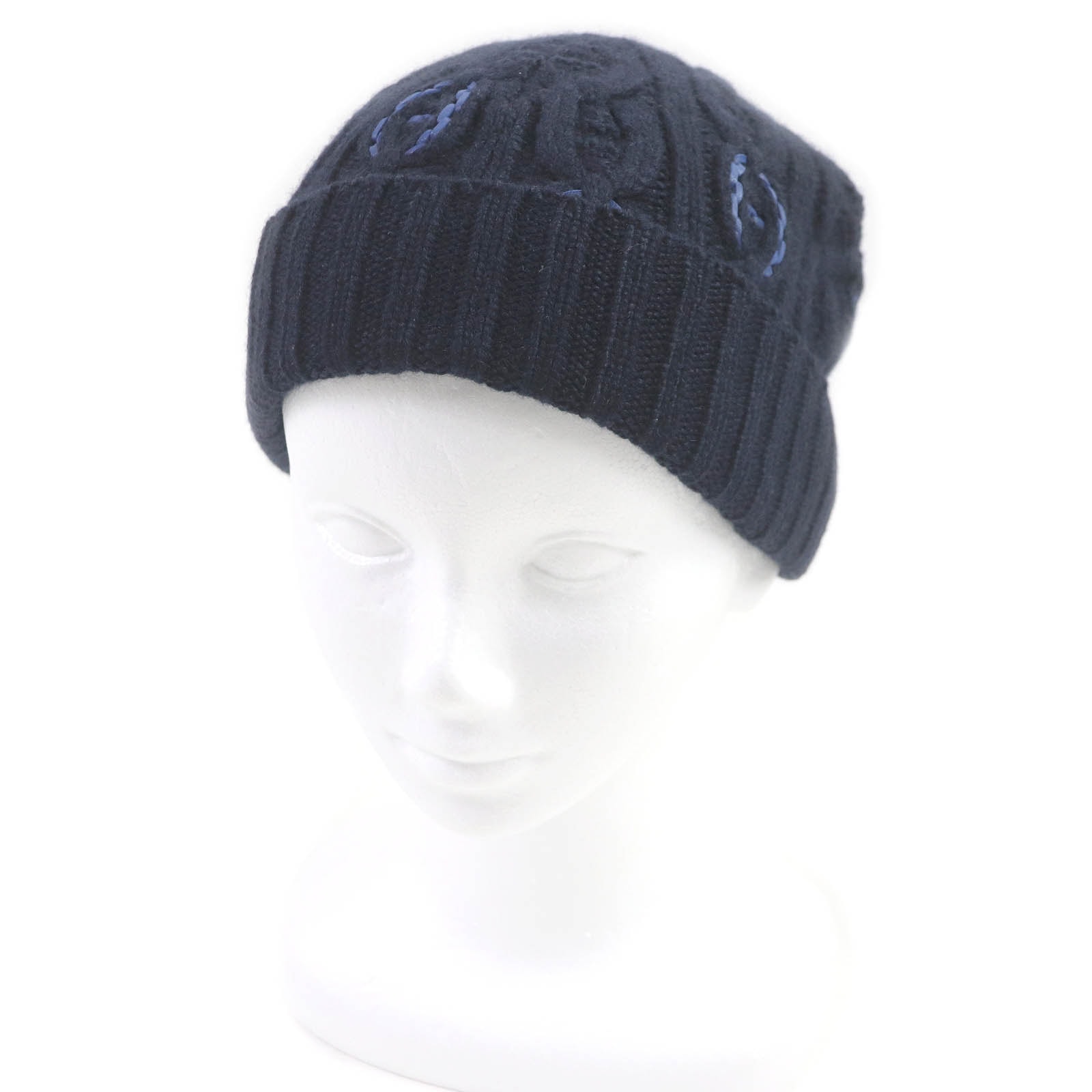 未使用品 エルメス ニットキャップ カシミヤ ラムレザー使い