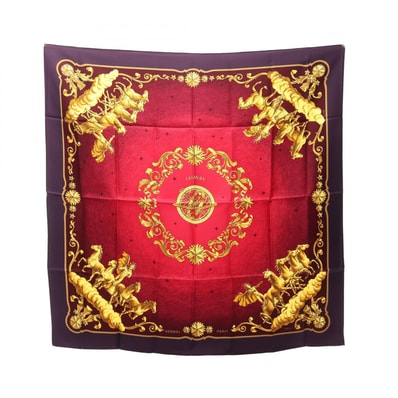 エルメス HERMES カレ90 COSMOS スカーフ 衣料品 シルク シルク レディース パープル系 / イエロー系 【中古】