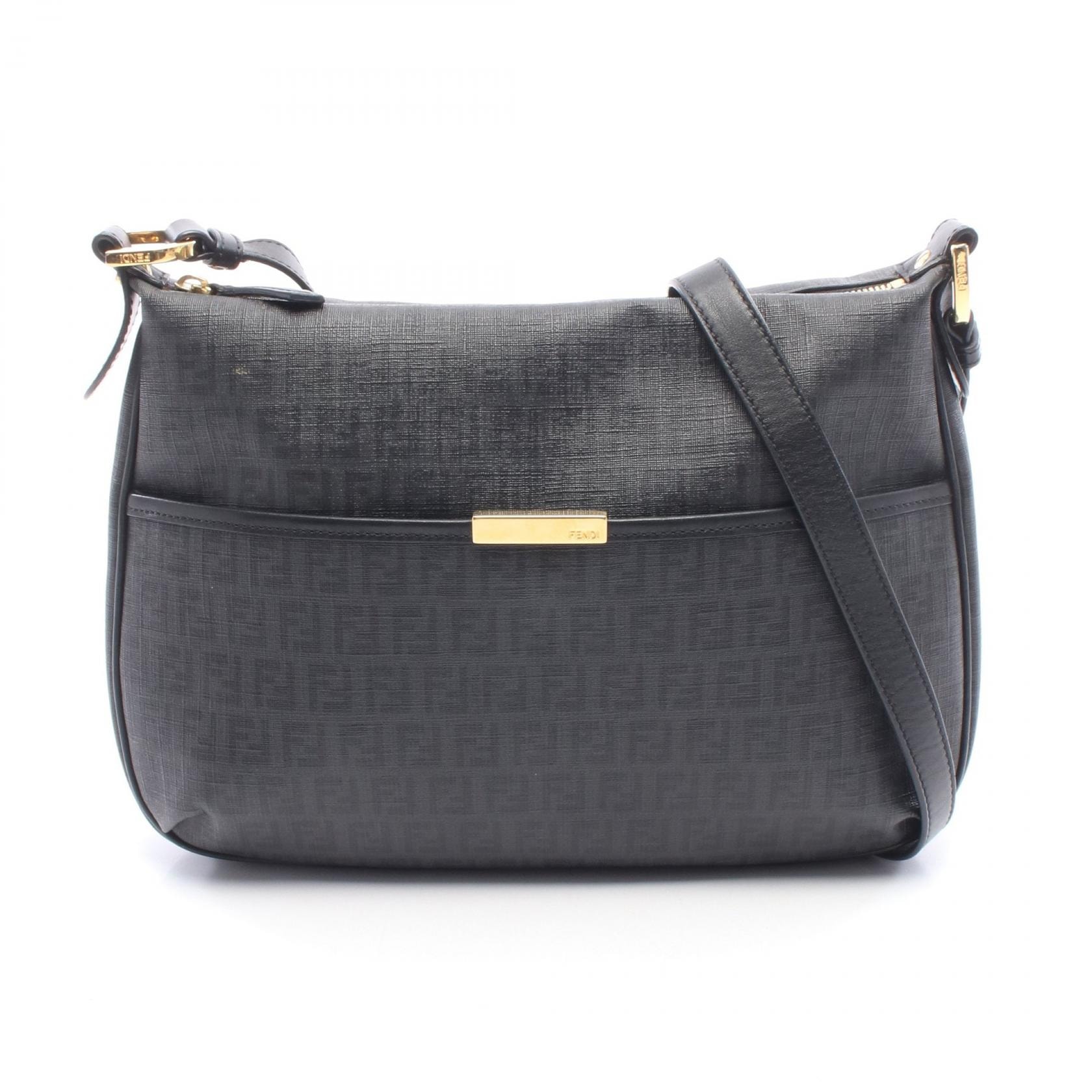 フェンディ FENDI ズッキーノ ショルダーバッグ バッグ PVCコーティングキャンバス レザー レディース グレー系 / ブラック系 8BT206 【中古】