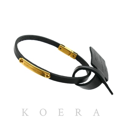 SAINT LAURENT サンローラン カーフスキン メタル IDプレート ブレスレット 708850 0IH1J 1000/5061480IH1J1000 ユニセックス【中古】