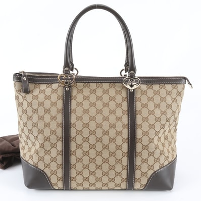 ■極美品 グッチ GGキャンバスラブリー ハート 257068