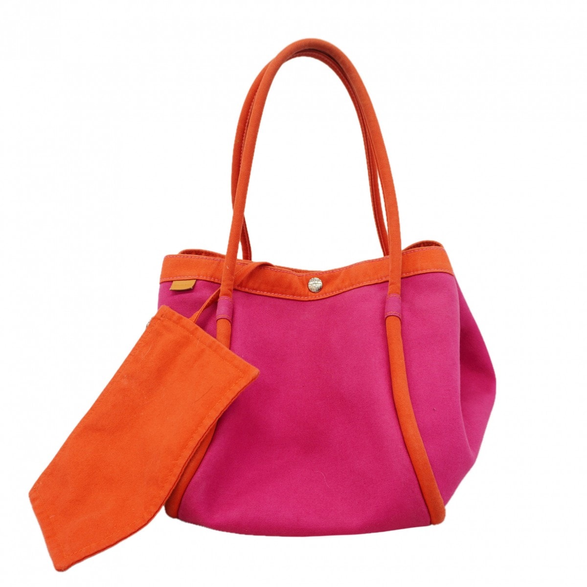 【6dc3769】エルメス トートバッグ サックバガ キャンバス レッド ピンク シルバー金具【中古】レディース