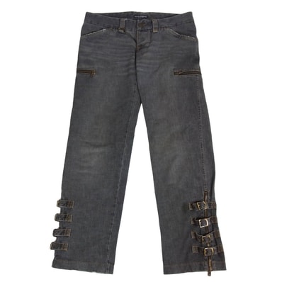 DOLCE&GABBANA ドルチェアンドガッバーナ デニムパンツ ボンテージ デニム パンツ グレー系 48【中古】