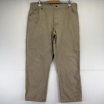 古着 ディッキーズ Dickies ダック パンツ ペインター ハンマーループ ワンポイントロゴ 大きいサイズ w40×L32 ベージュ系 メンズ