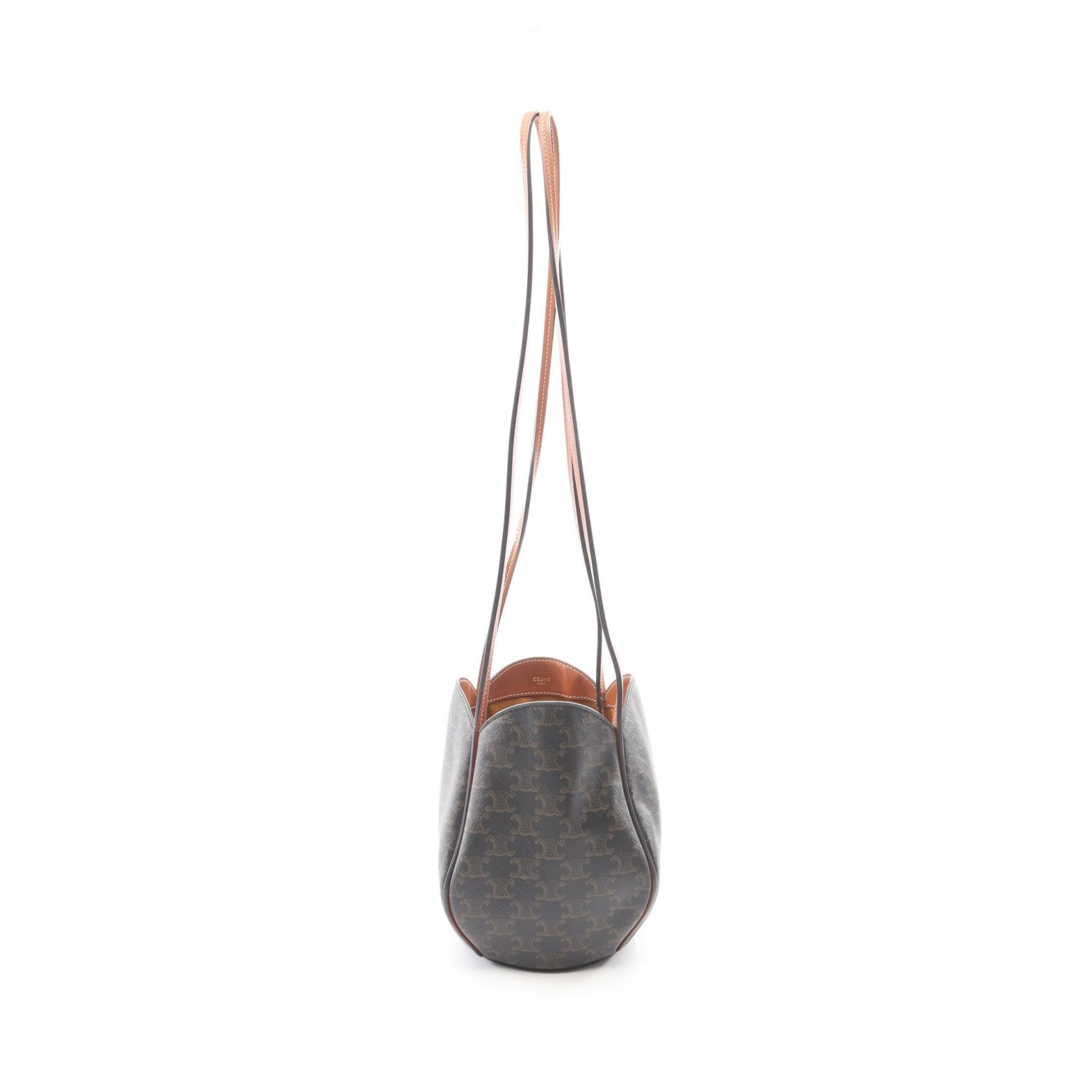 セリーヌ CELINE トリオンフ マールゥバッグ ショルダーバッグ バッグ PVCコーティングキャンバス レザー レディース ブラック系 / ブラウン系 194982BZJ.04LU 【中古】
