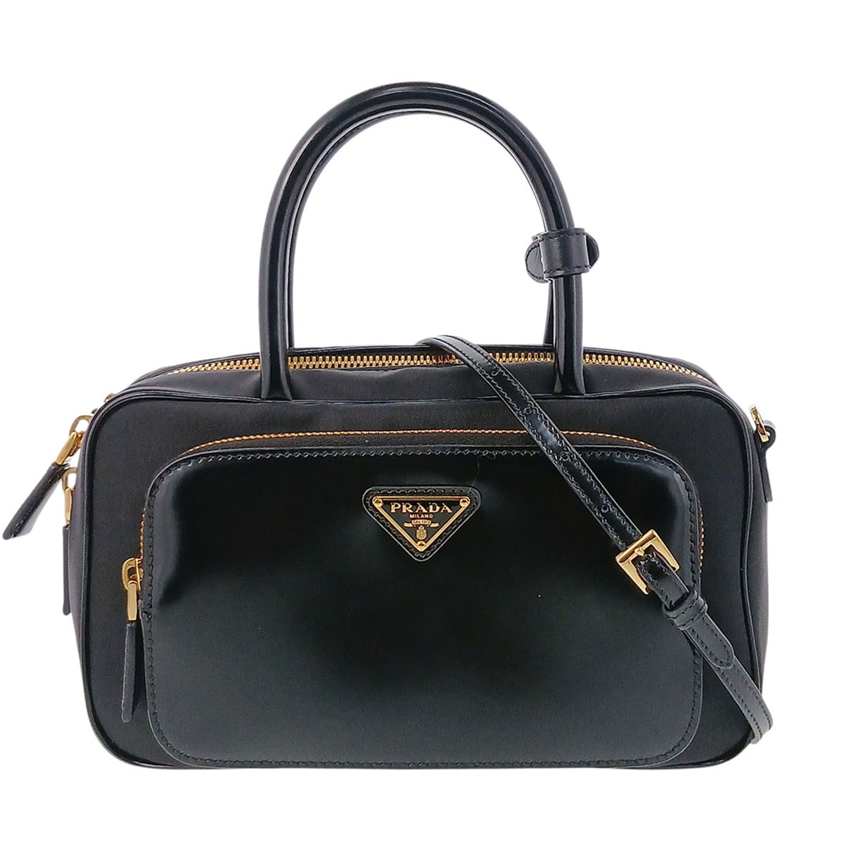 PRADA プラダ Re-Nylon 2WAYハンドバッグ ハンドバッグ 1BB106 レザー ナイロン ブラック  レディース【中古】