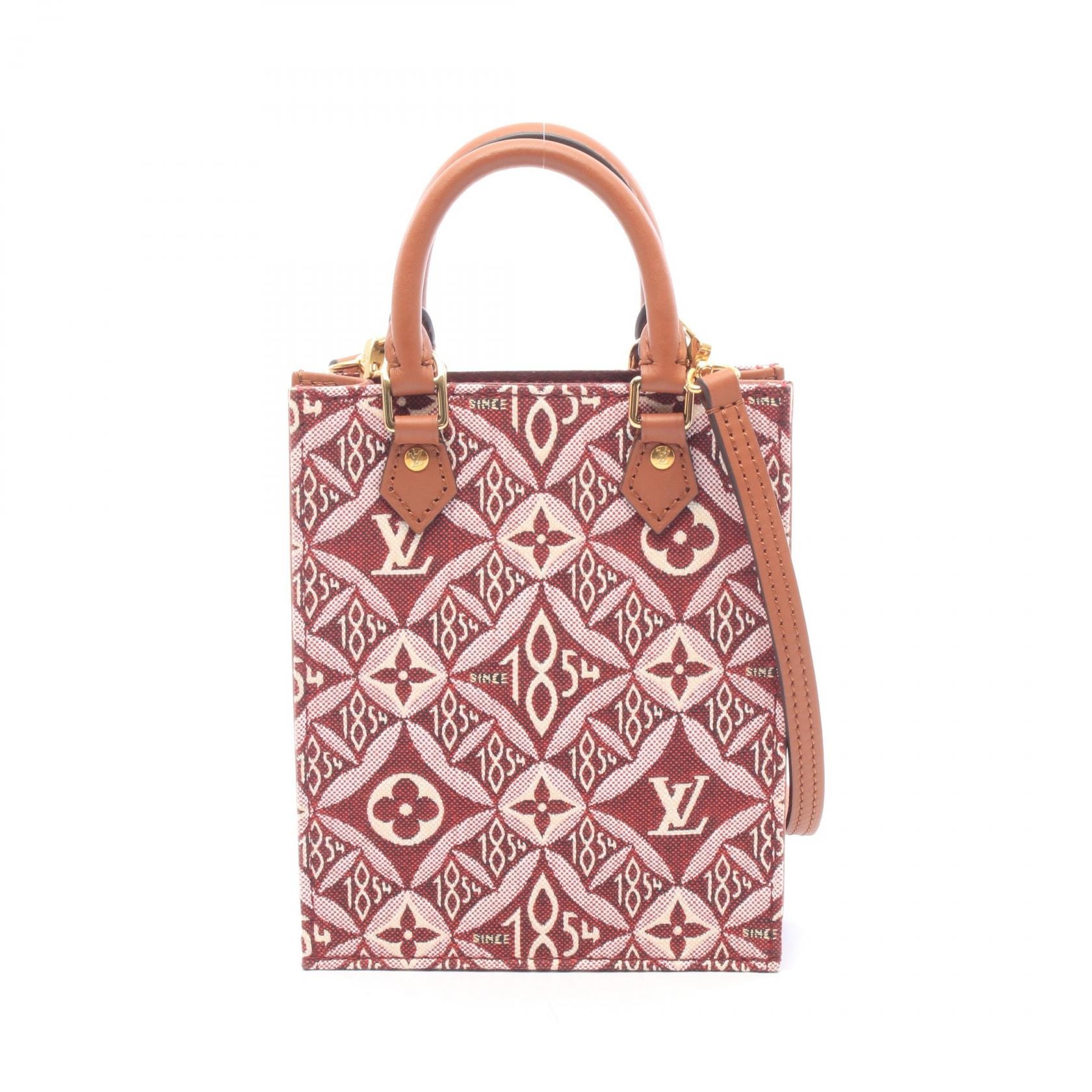 ルイ・ヴィトン LOUIS VUITTON プティット サックプラ モノグラムジャガード Since 1854 2WAY ハンドバッグ バッグ キャンバス レザー モノグラム・ジャガード ボルドー レディース ボルドー系 / ブラウン系 M69846