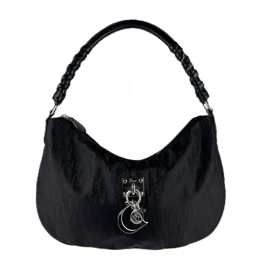 クリスチャンディオール Christian Dior ショルダーバッグ ナイロンキャンバス ブラック レディース【中古】 z7877