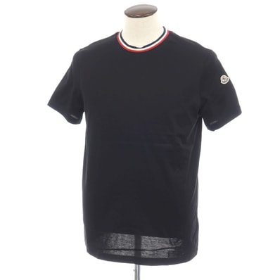 【中古】モンクレール MONCLER コットン クルーネック 半袖Tシャツ ブラック【サイズL】【メンズ】