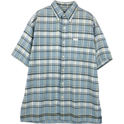 古着 ラルフローレン Ralph Lauren CHAPS チャップス チェック柄 ボタンダウン 半袖 コットン×ヘンプシャツ ボックスシャツ メンズM相当/eaa659115
