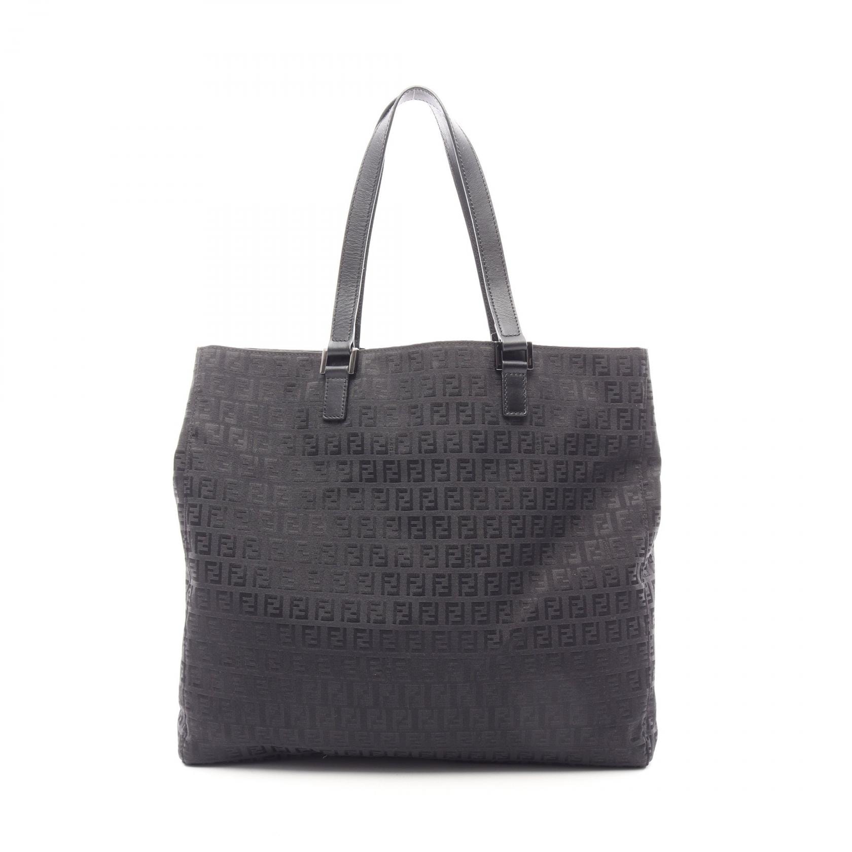 フェンディ FENDI ズッキーノ トートバッグ トートバッグ バッグ キャンバス レザー レディース ブラック系 【中古】