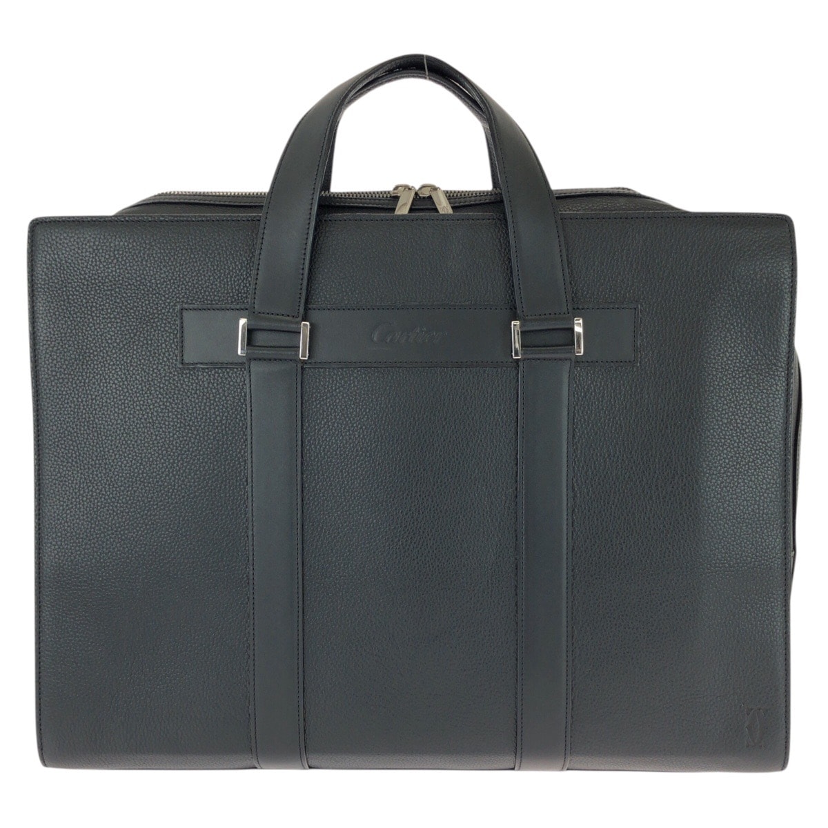 超美品 CARTIER カルティエ マストライン ブラック 黒 シルバー金具 レザー ビジネスバッグ ブリーフケース 604143 【中古】