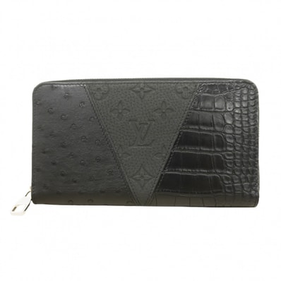 ★SALE【6db1324】ルイヴィトン 長財布 モノグラム・トリヨン ジッピーオーガナイザーNM オーストリッチ クロコダイル ブラック【中古】メンズ