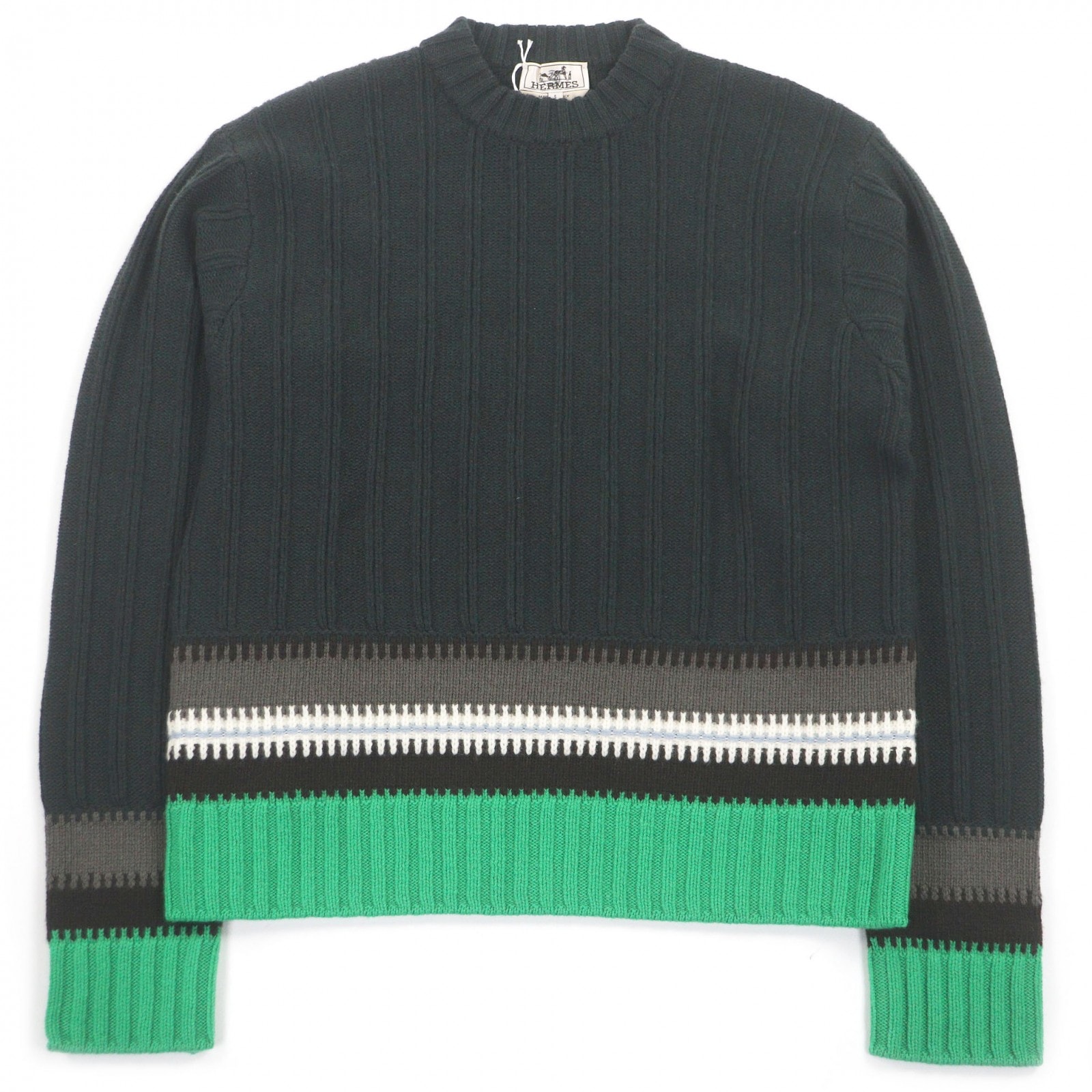 未使用品 エルメス ニット グリーン系 メンズ S