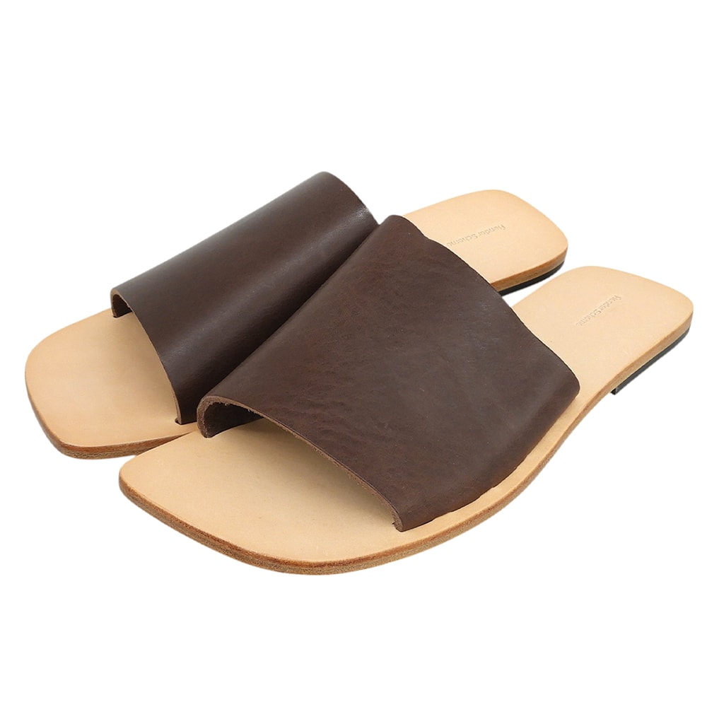 エンダースキーマ 新品同様 カウレザー vachetta slide オールレザースライドサンダル メンズ ダークブラウン 5 ur-s-vac 5