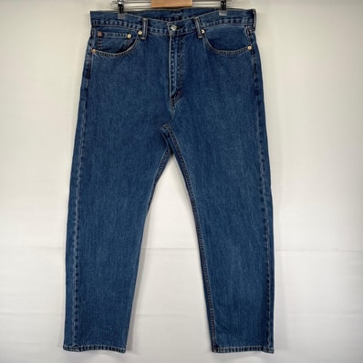 古着 リーバイス Levi's デニム パンツ Gパン 505 ジッパーフライ 5ポケット ジーンズ ワンポイントロゴ W38 L32 ブルー系 メンズ