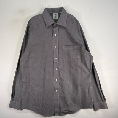 古着 ブルックスブラザーズ Brooks Brothers 長袖シャツ カラーステイ 胸ポケ 346 L グレー系 チェック メンズ